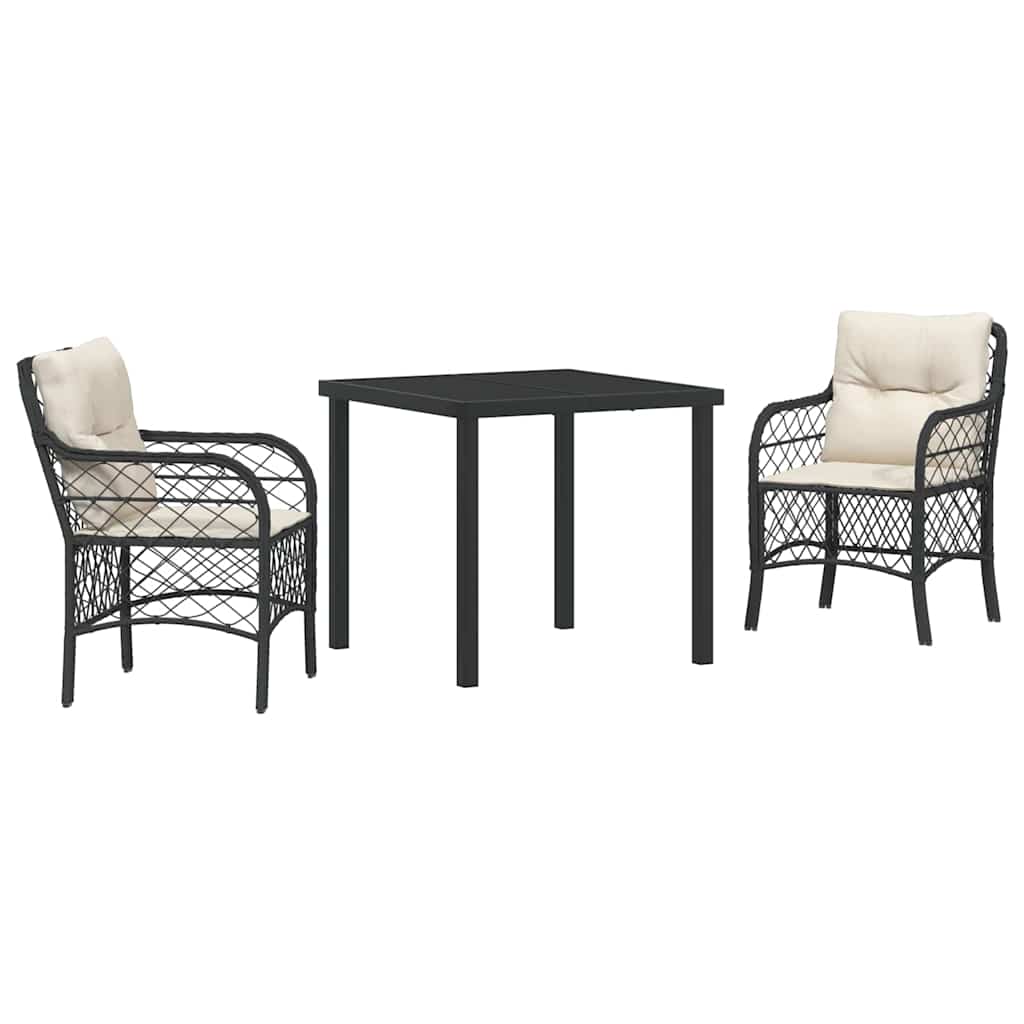 Ensemble de salle à manger pour jardin 3 pcs Noir polyrotin - XIOS