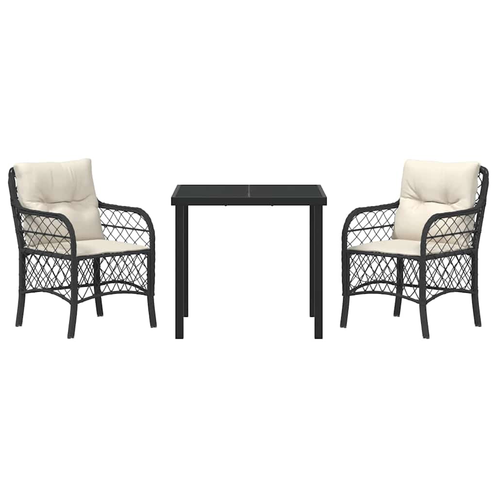 Ensemble de salle à manger pour jardin 3 pcs Noir polyrotin - XIOS