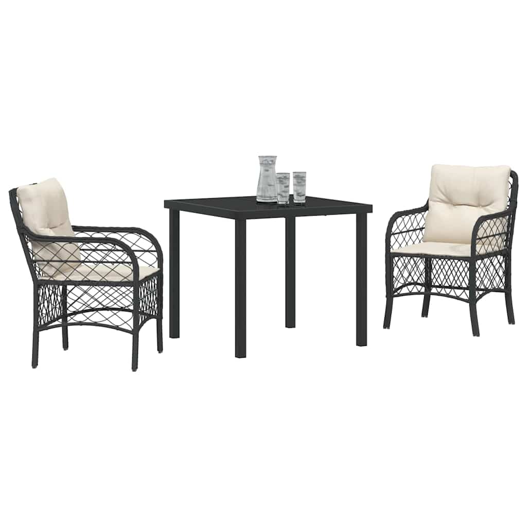 Ensemble de salle à manger pour jardin 3 pcs Noir polyrotin - XIOS