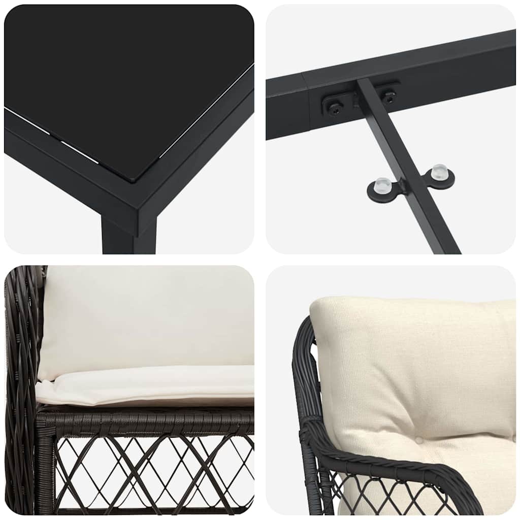 Ensemble de salle à manger pour jardin 5 pcs Noir polyrotin - XIOS