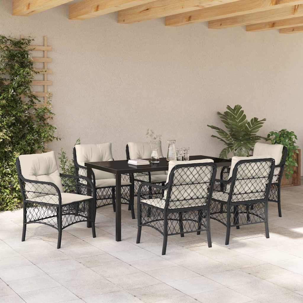Ensemble de salle à manger pour jardin 7 pcs Noir polyrotin - XIOS