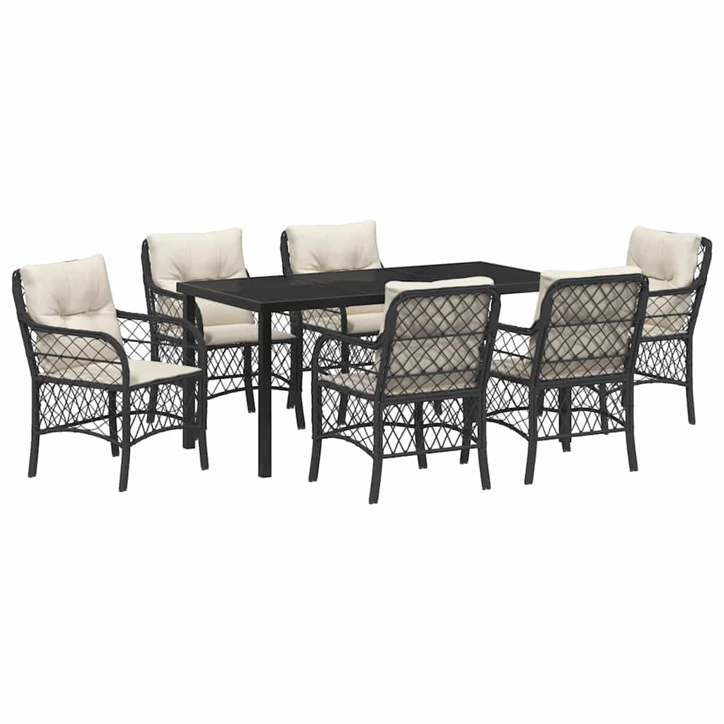 Ensemble de salle à manger pour jardin 7 pcs Noir polyrotin - XIOS