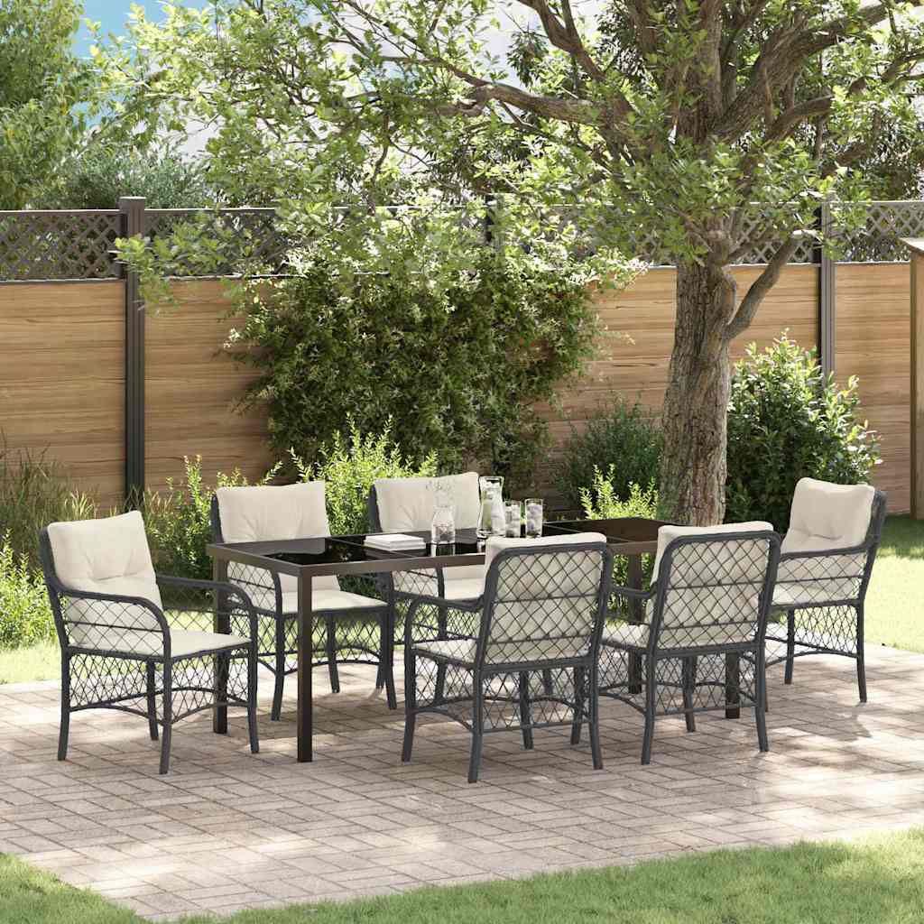 Ensemble de salle à manger pour jardin 7 pcs Noir polyrotin - XIOS
