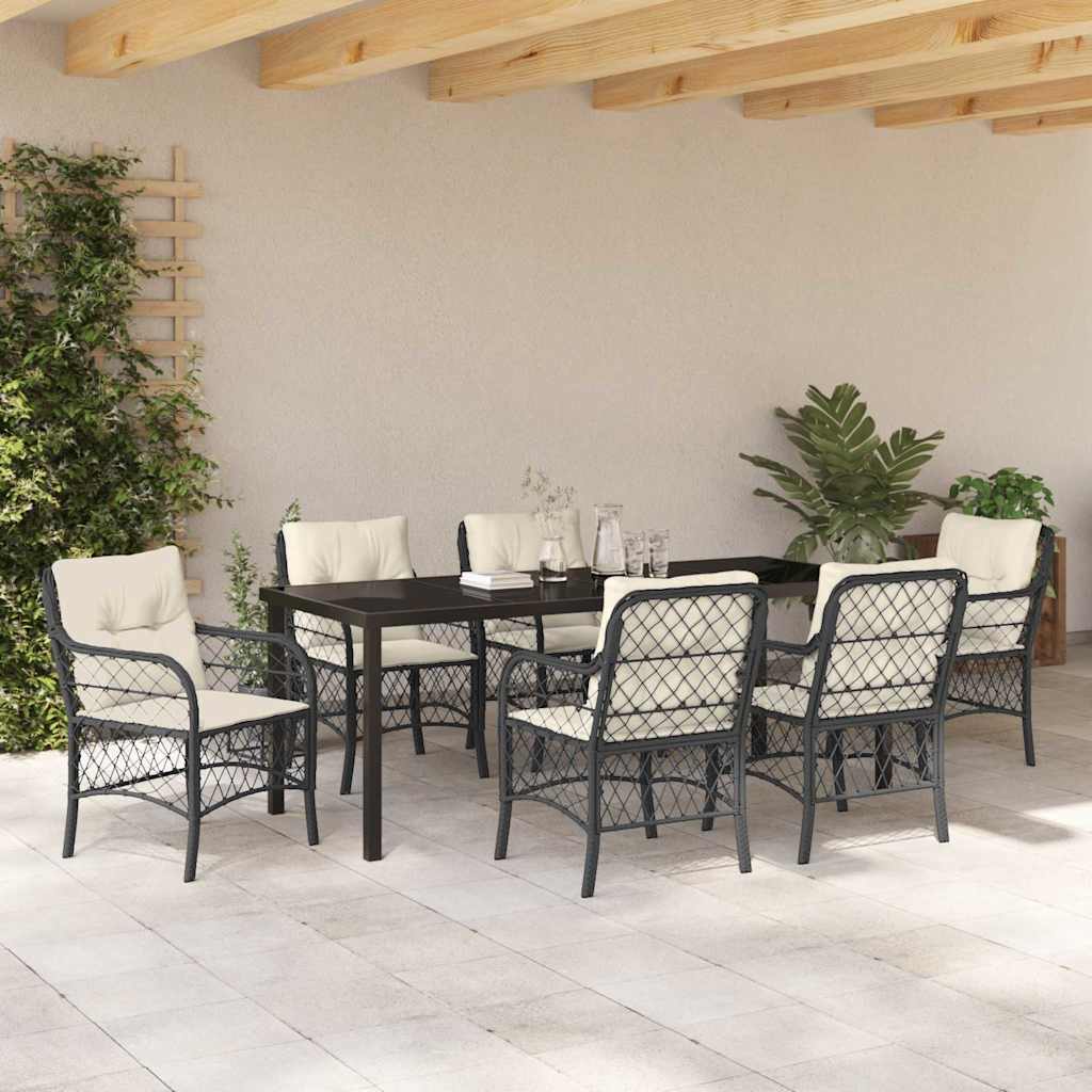 Ensemble de salle à manger pour jardin 7 pcs Noir polyrotin - XIOS