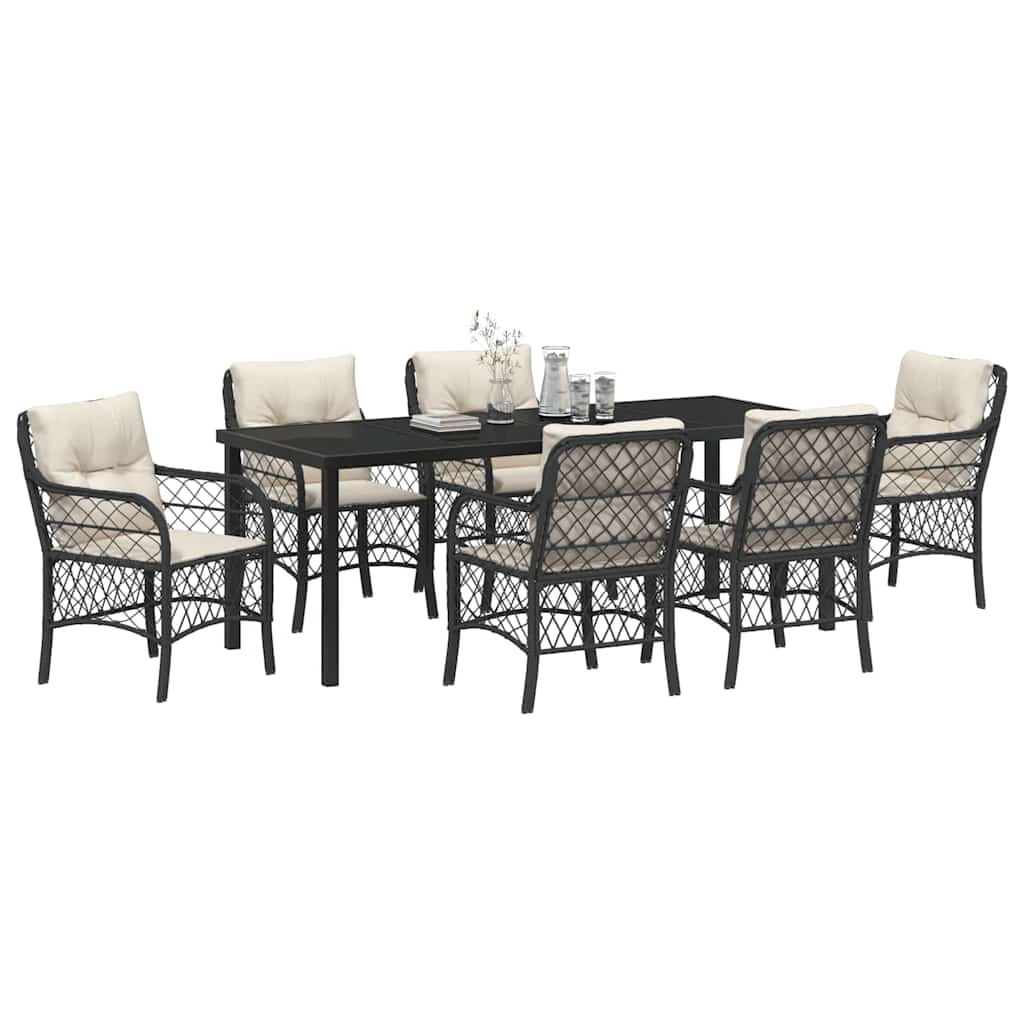 Ensemble de salle à manger pour jardin 7 pcs Noir polyrotin - XIOS