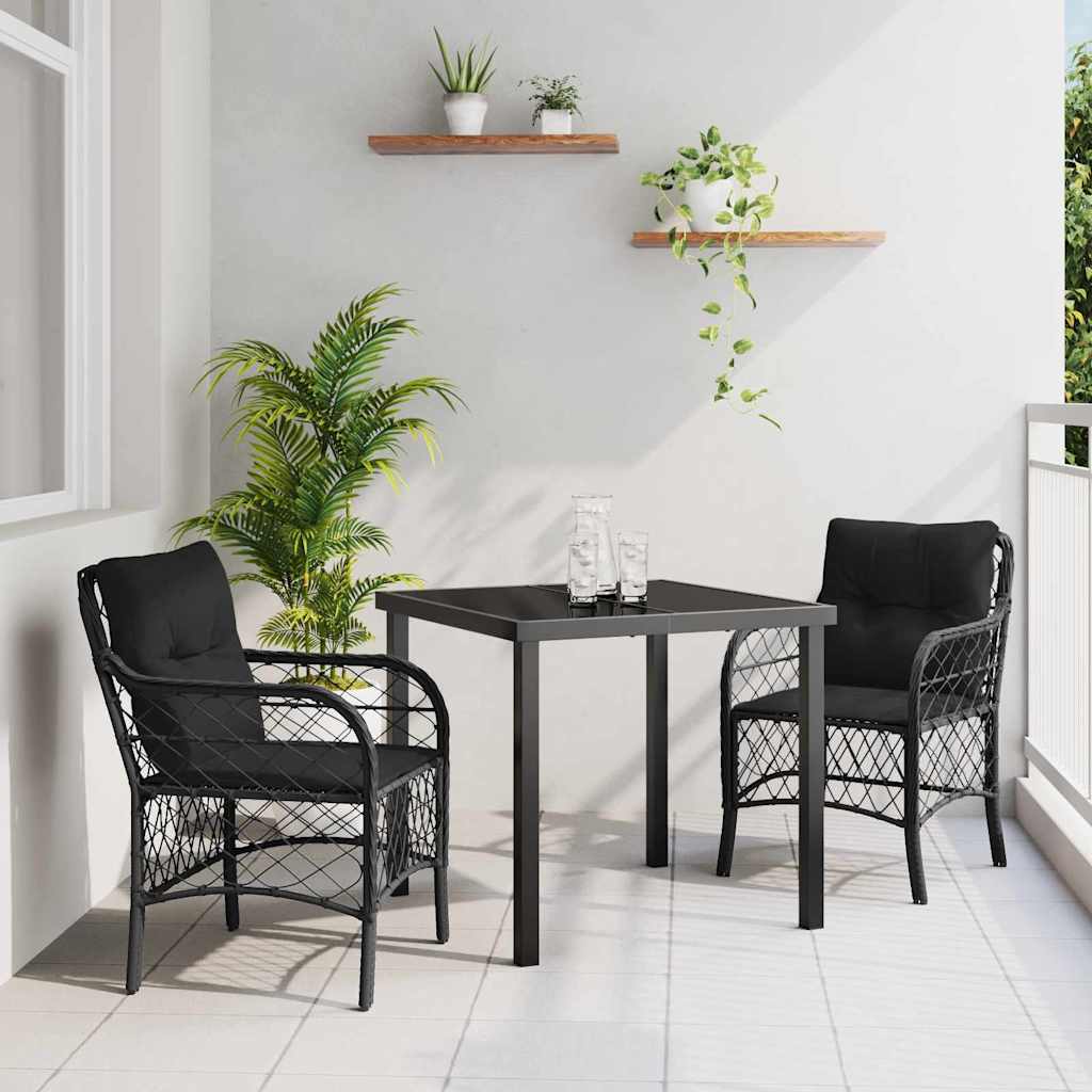 Ensemble de salle à manger pour jardin 3 pcs Noir polyrotin - XIOS