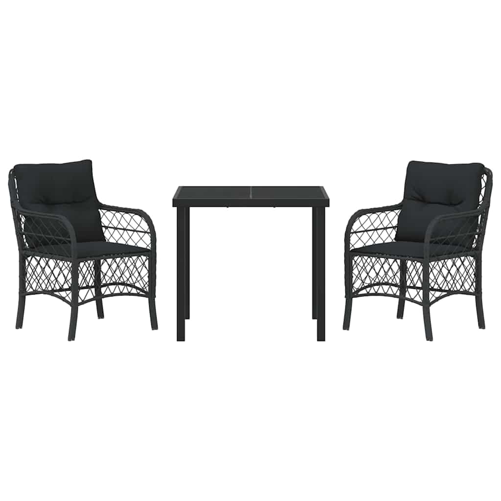Ensemble de salle à manger pour jardin 3 pcs Noir polyrotin - XIOS