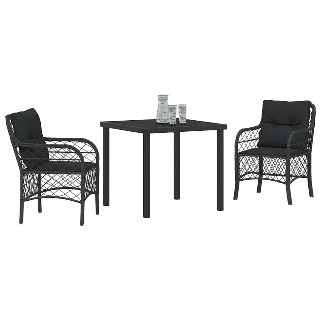 Ensemble de salle à manger pour jardin 3 pcs Noir polyrotin - XIOS