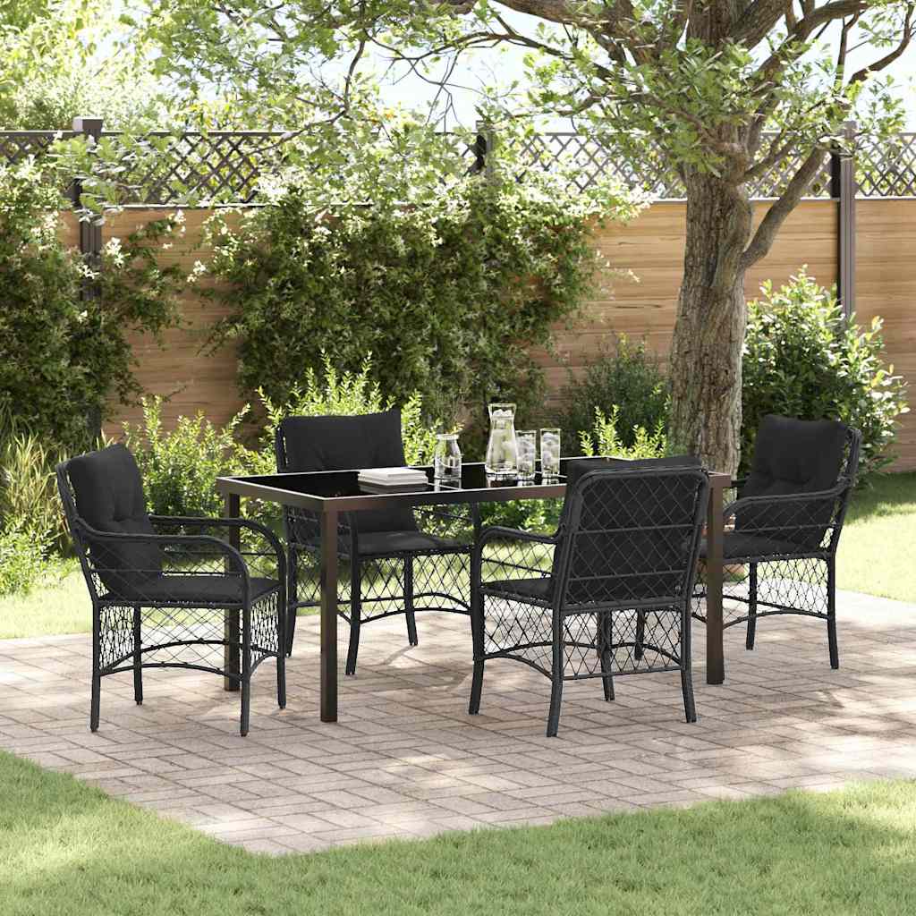 Ensemble de salle à manger pour jardin 5 pcs Noir polyrotin - XIOS