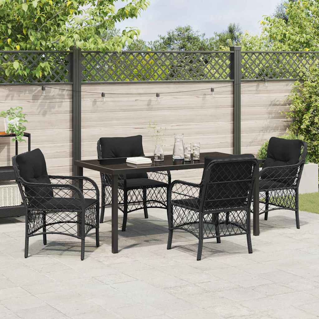 Ensemble de salle à manger pour jardin 5 pcs Noir polyrotin - XIOS