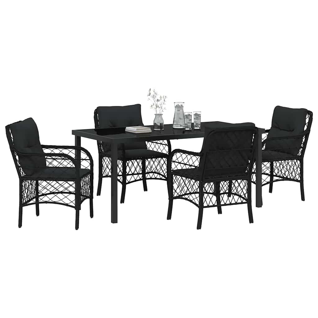 Ensemble de salle à manger pour jardin 5 pcs Noir polyrotin - XIOS