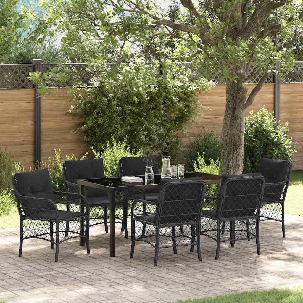 Ensemble de salle à manger pour jardin 7 pcs Noir polyrotin - XIOS