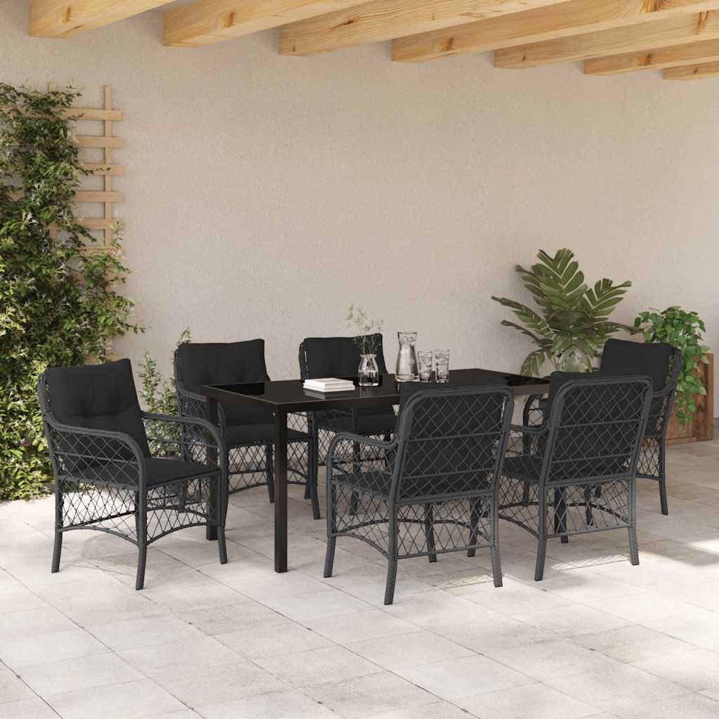 Ensemble de salle à manger pour jardin 7 pcs Noir polyrotin - XIOS