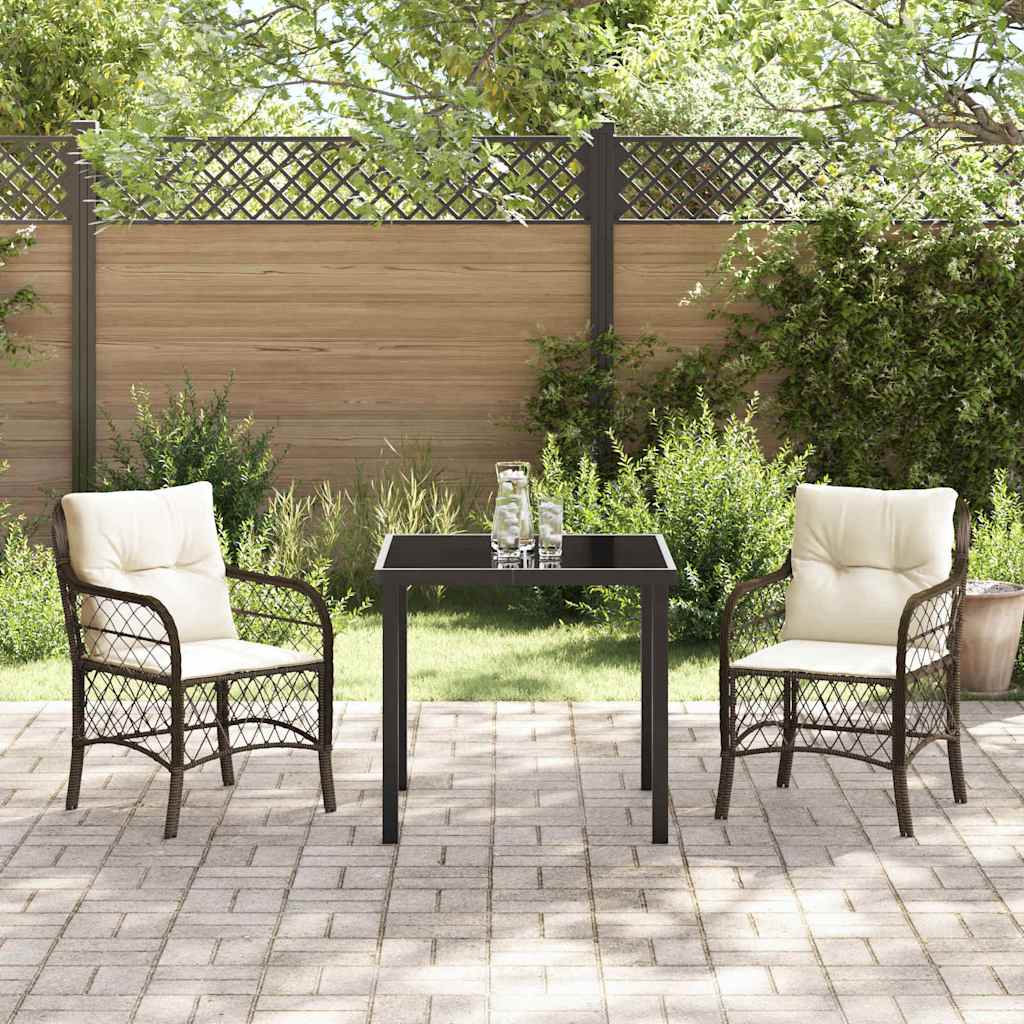 Ensemble de salle à manger pour jardin 3 pcs Marron polyrotin - XIOS