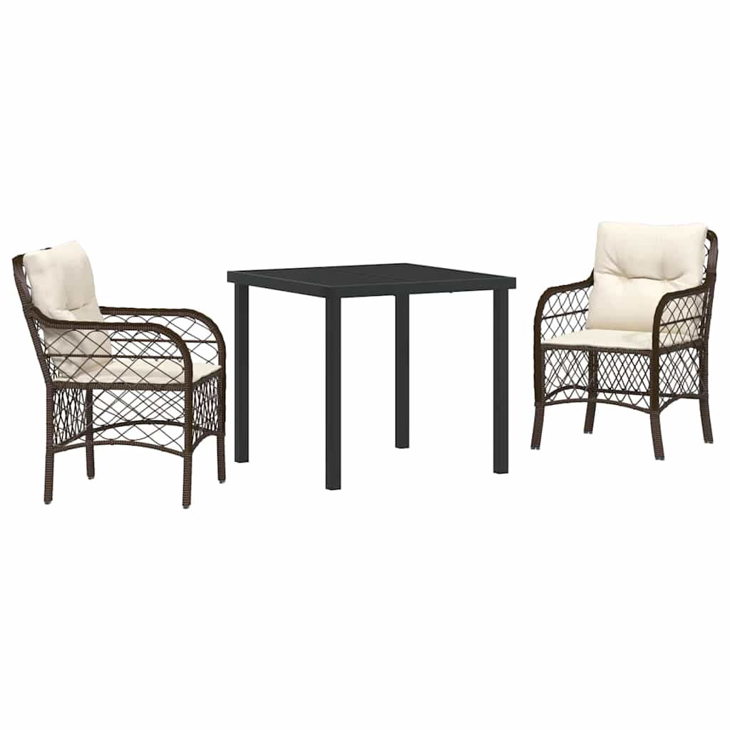Ensemble de salle à manger pour jardin 3 pcs Marron polyrotin - XIOS