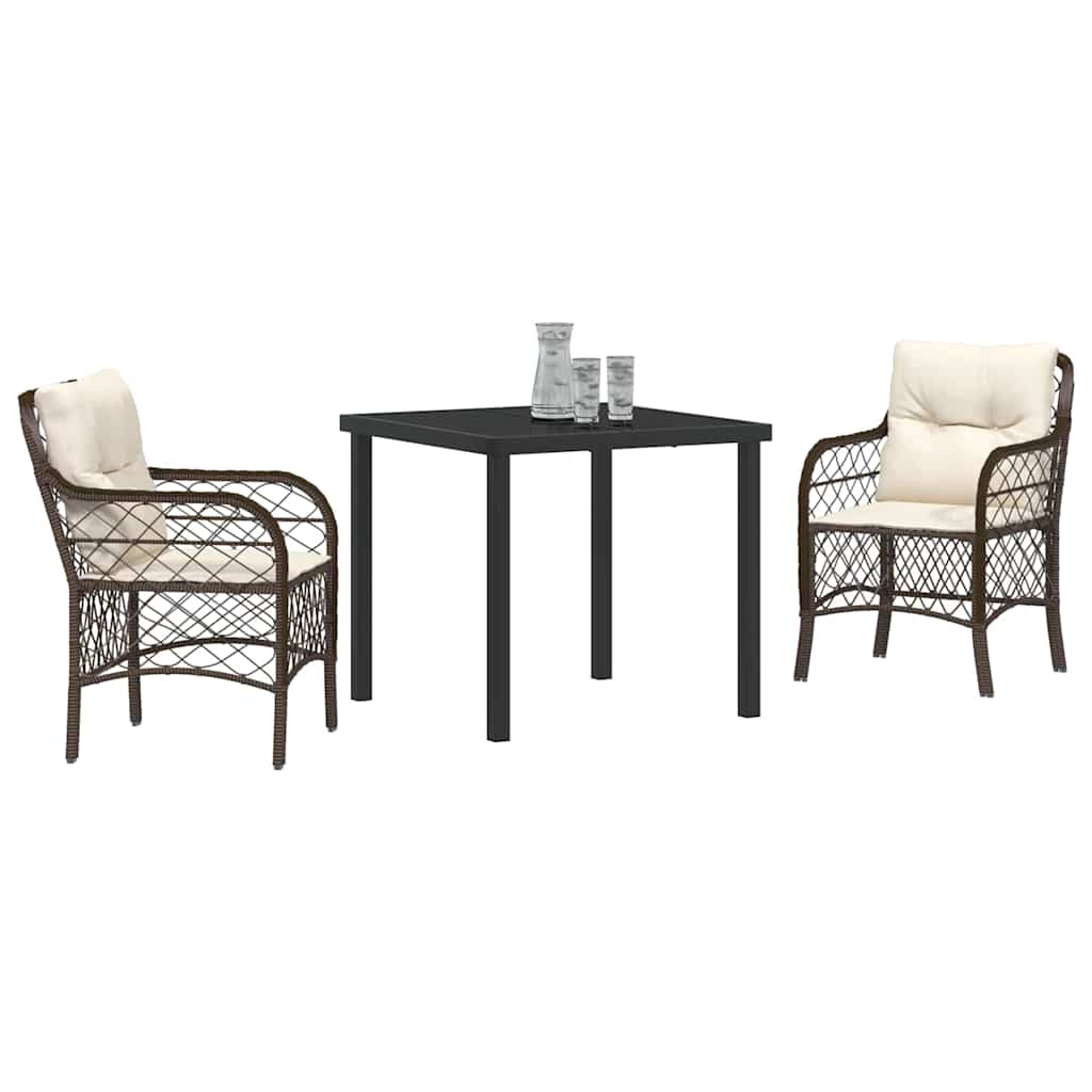 Ensemble de salle à manger pour jardin 3 pcs Marron polyrotin - XIOS