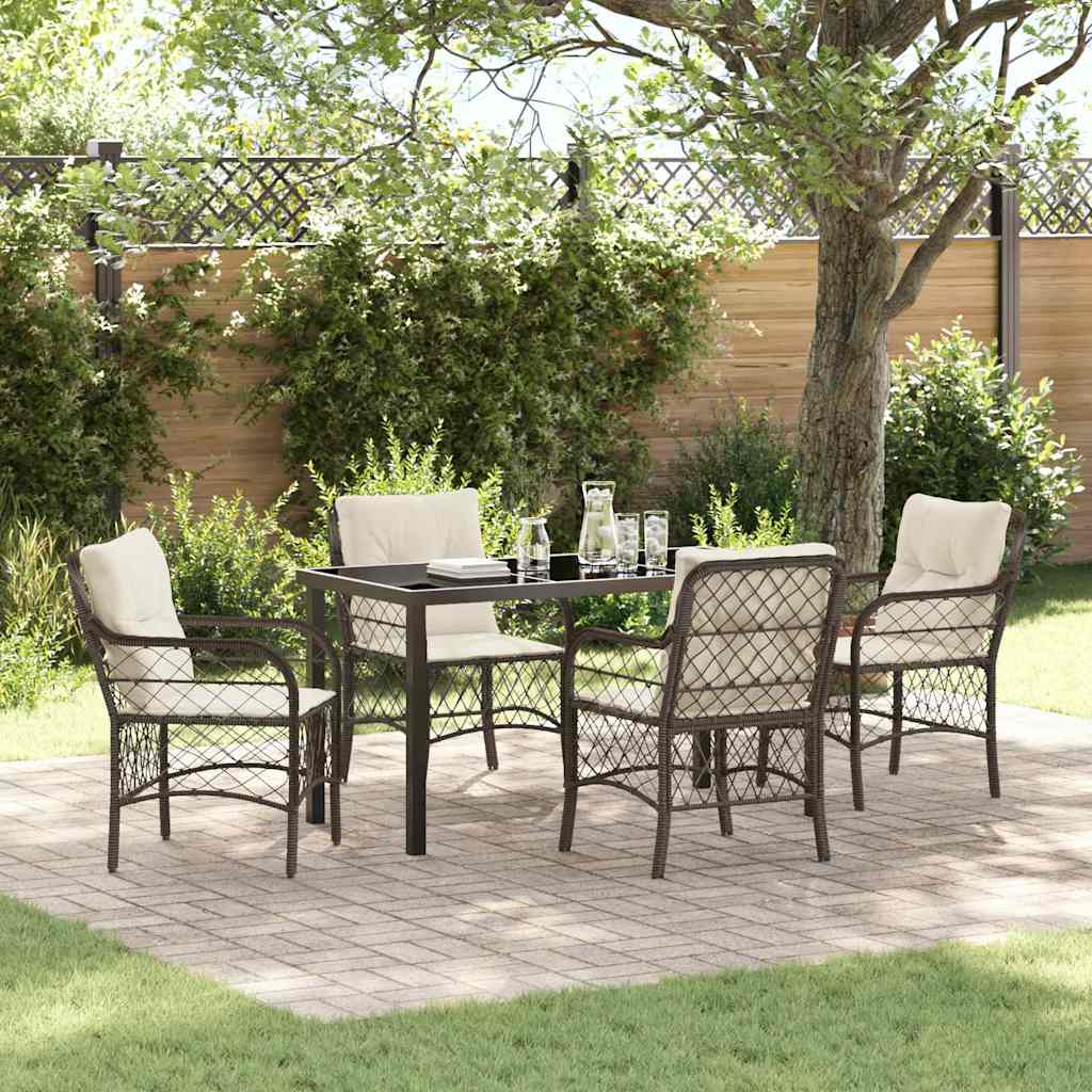 Ensemble de salle à manger pour jardin 5 pcs Marron polyrotin - XIOS