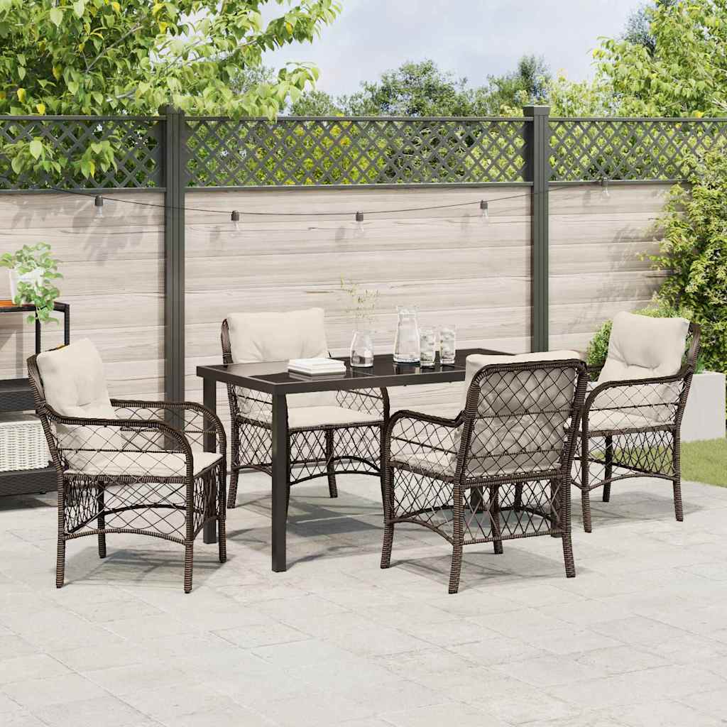 Ensemble de salle à manger pour jardin 5 pcs Marron polyrotin - XIOS