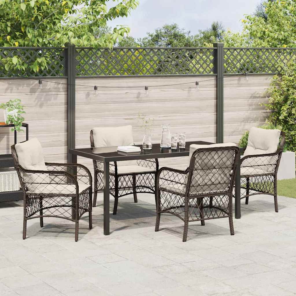 Ensemble de salle à manger pour jardin 5 pcs Marron polyrotin - XIOS