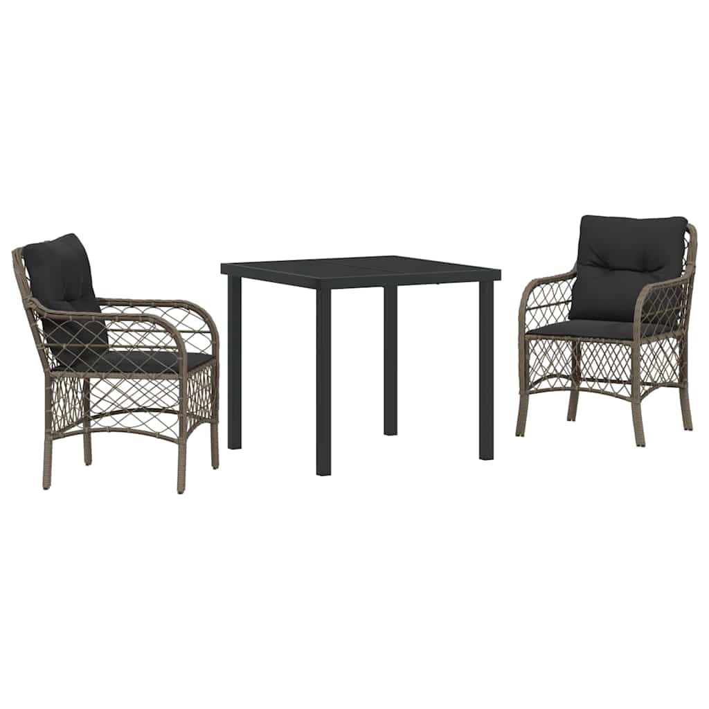 Ensemble de salle à manger pour jardin 3 pcs Gris polyrotin - XIOS