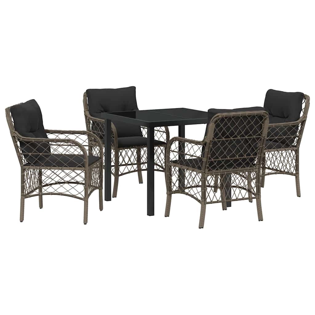 Ensemble de salle à manger pour jardin 5 pcs Gris polyrotin - XIOS
