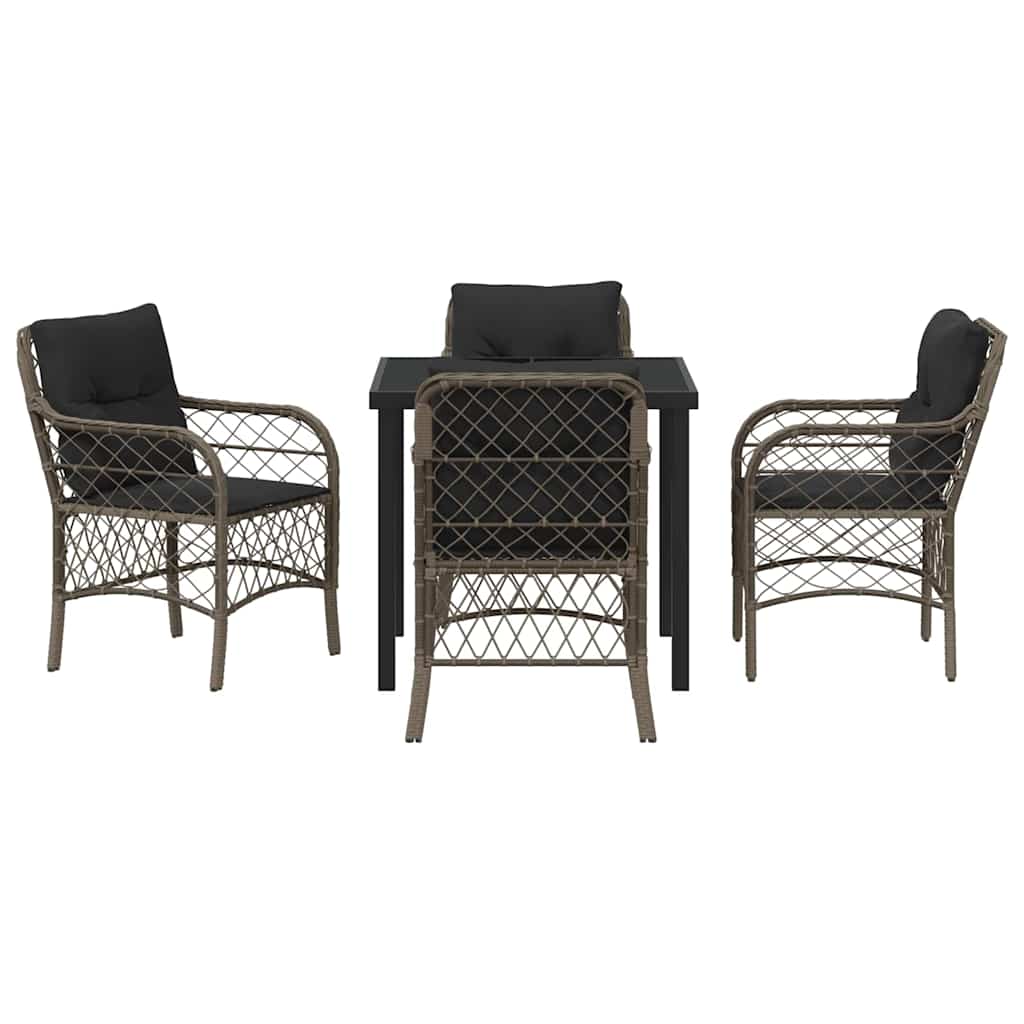 Ensemble de salle à manger pour jardin 5 pcs Gris polyrotin - XIOS