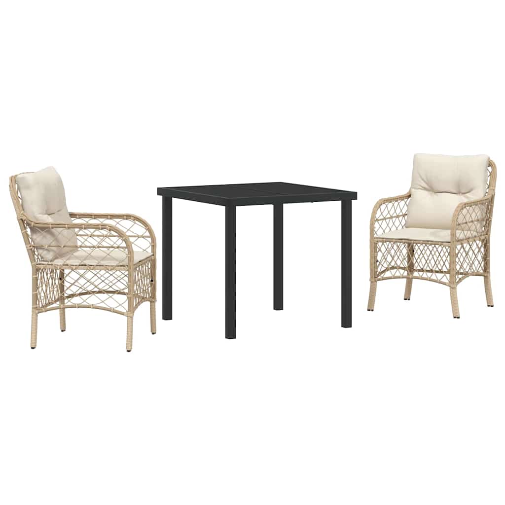 Ensemble de salle à manger pour jardin 3 pcs Beige polyrotin - XIOS