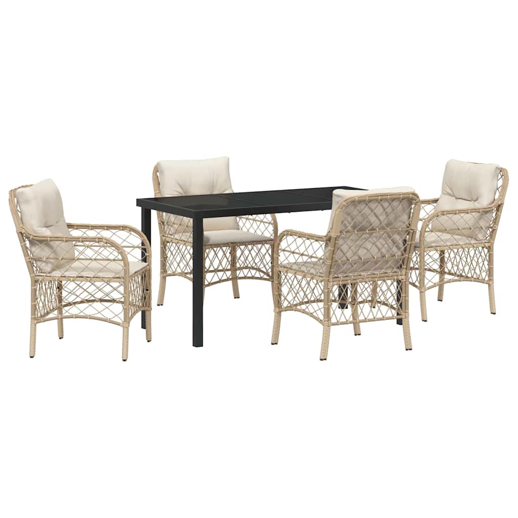 Ensemble de salle à manger pour jardin 5 pcs Beige polyrotin - XIOS