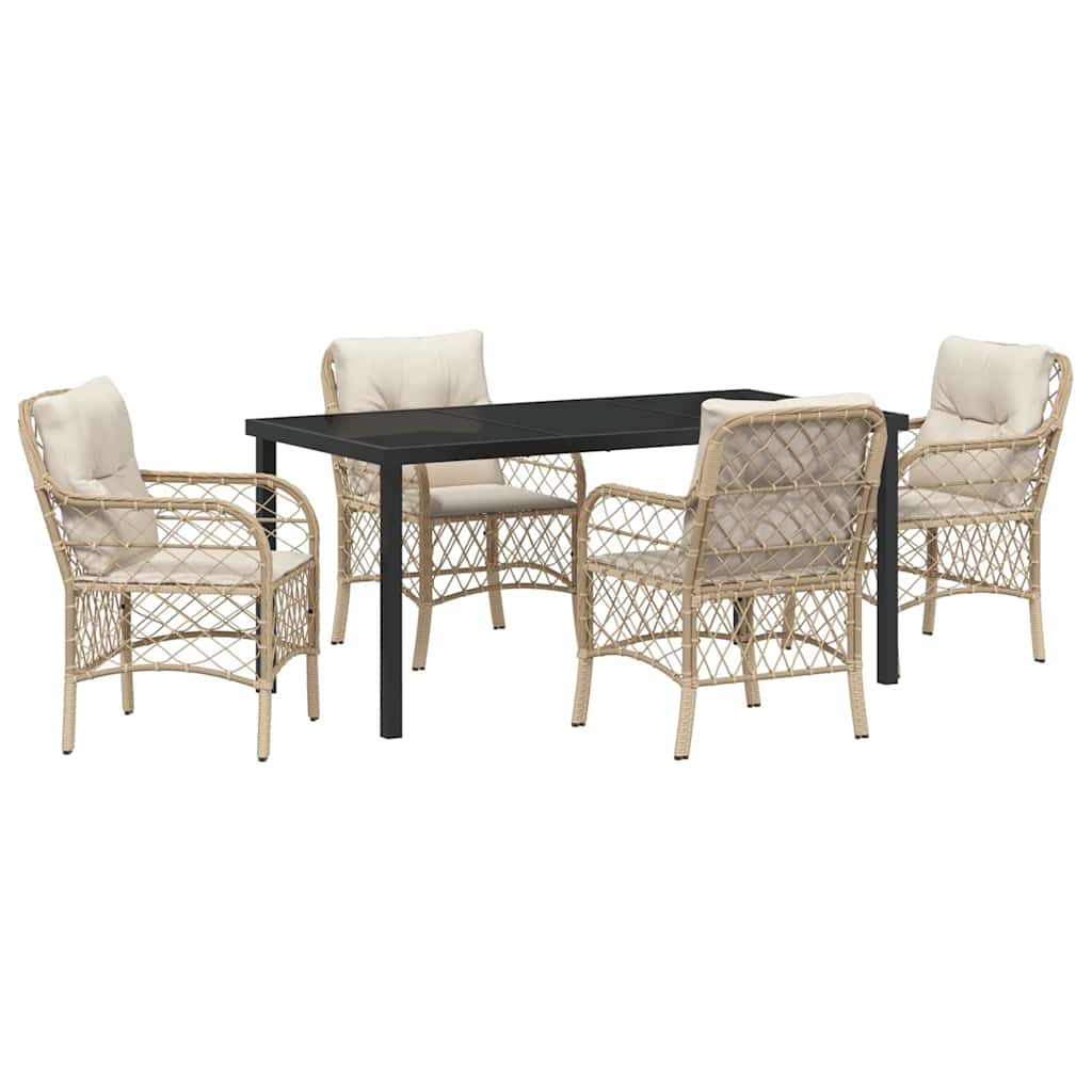 Ensemble de salle à manger pour jardin 5 pcs Beige polyrotin - XIOS