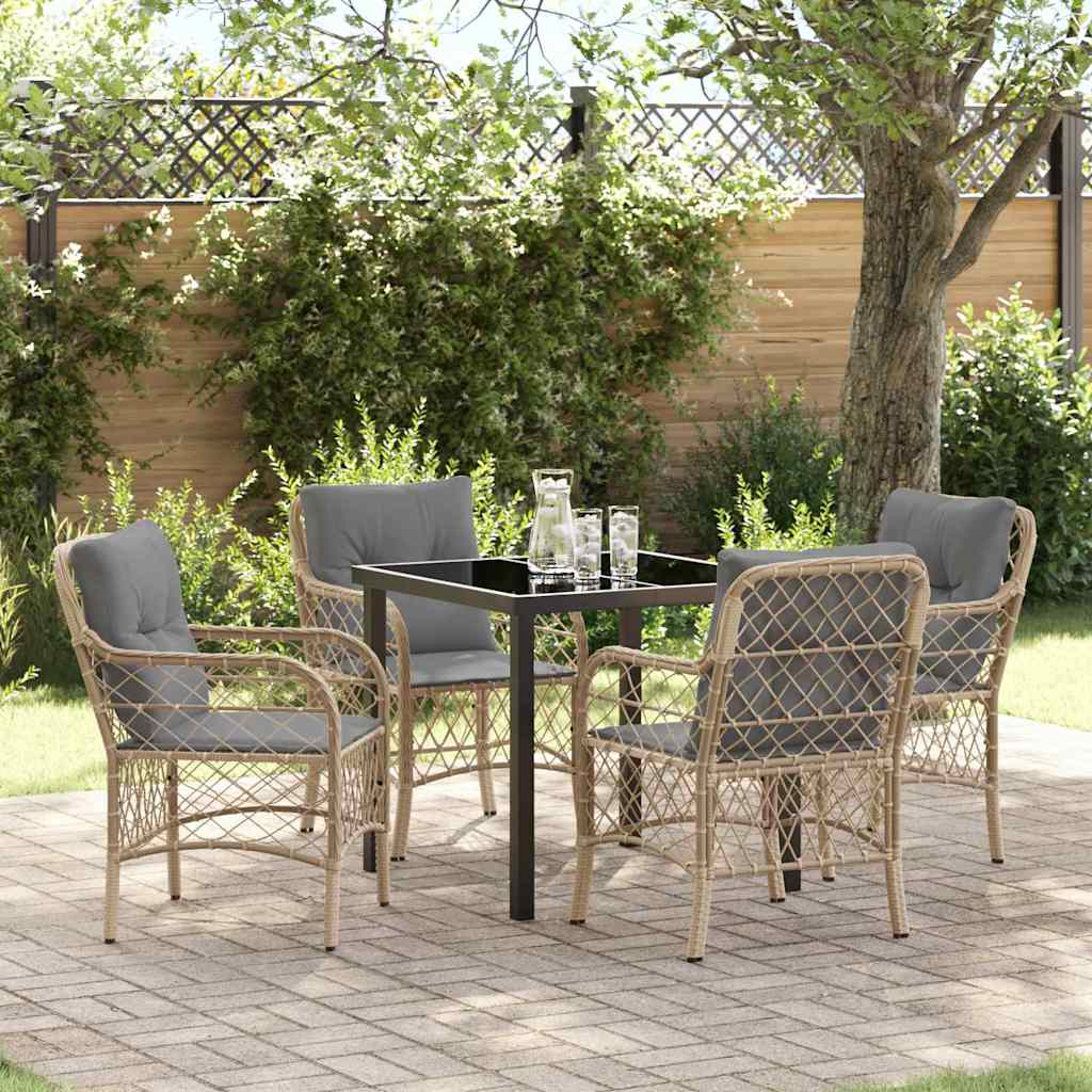 Ensemble de salle à manger pour jardin 5 pcs Beige polyrotin - XIOS