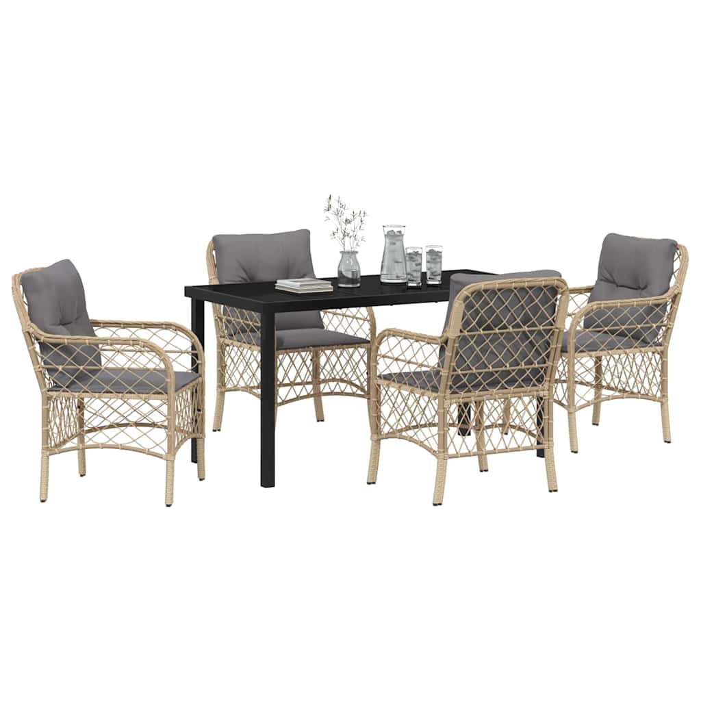 Ensemble de salle à manger pour jardin 5 pcs Beige polyrotin - XIOS
