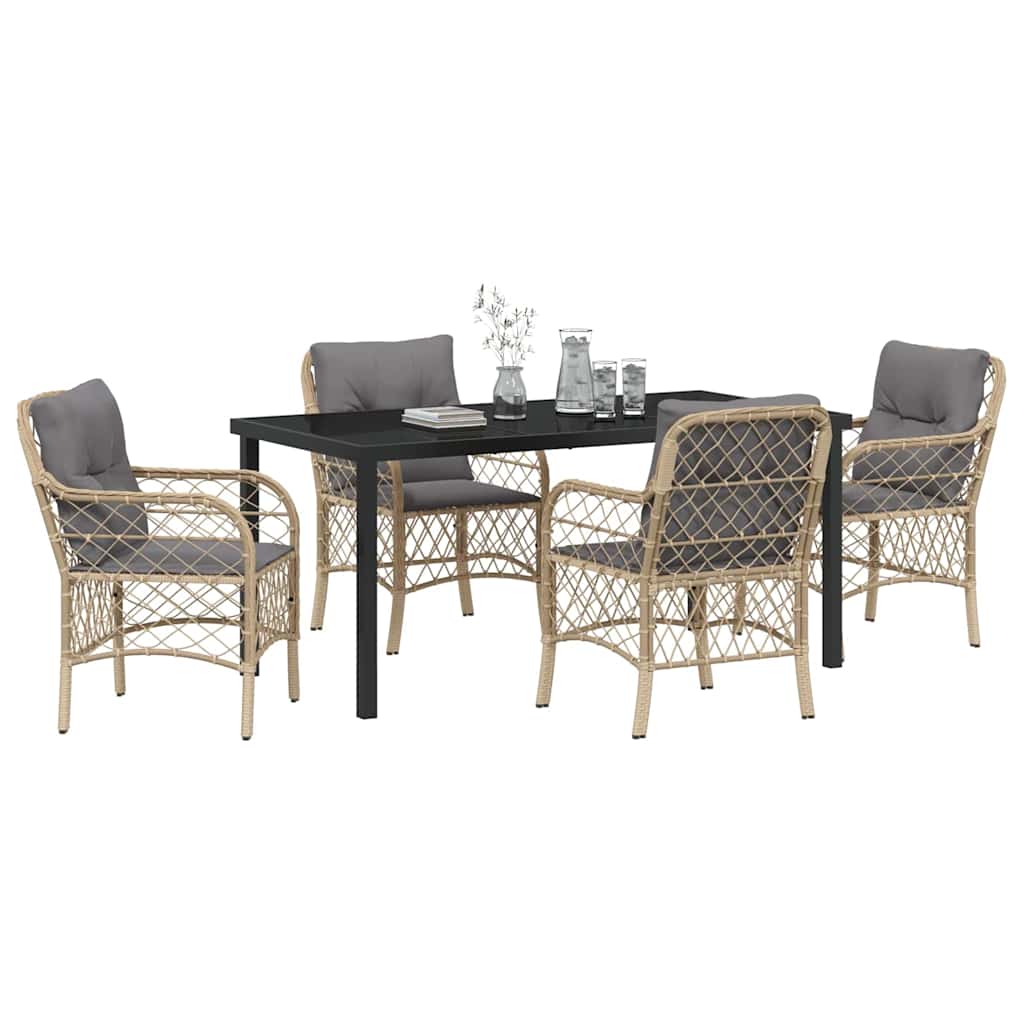 Ensemble de salle à manger pour jardin 5 pcs Beige polyrotin - XIOS