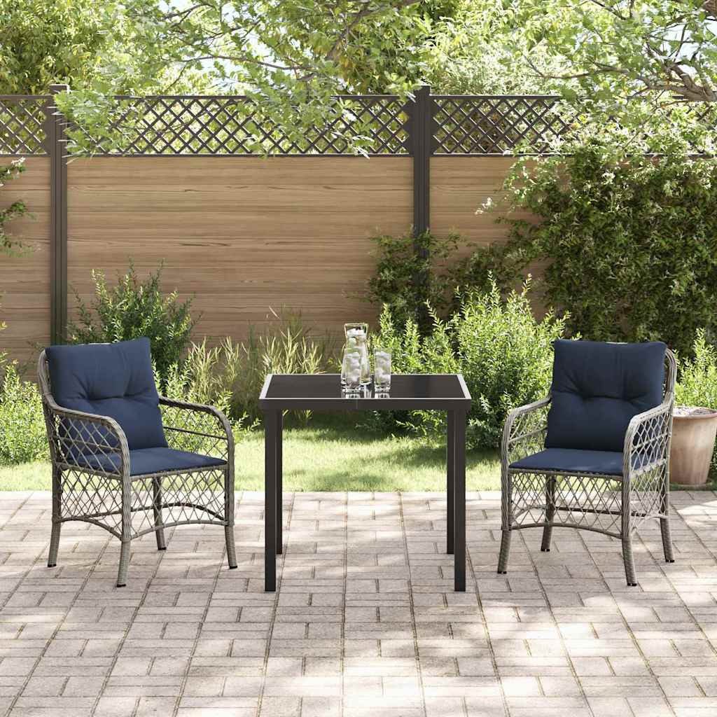 Ensemble de salle à manger pour jardin 3 pcs Gris et Noir Rotin - XIOS