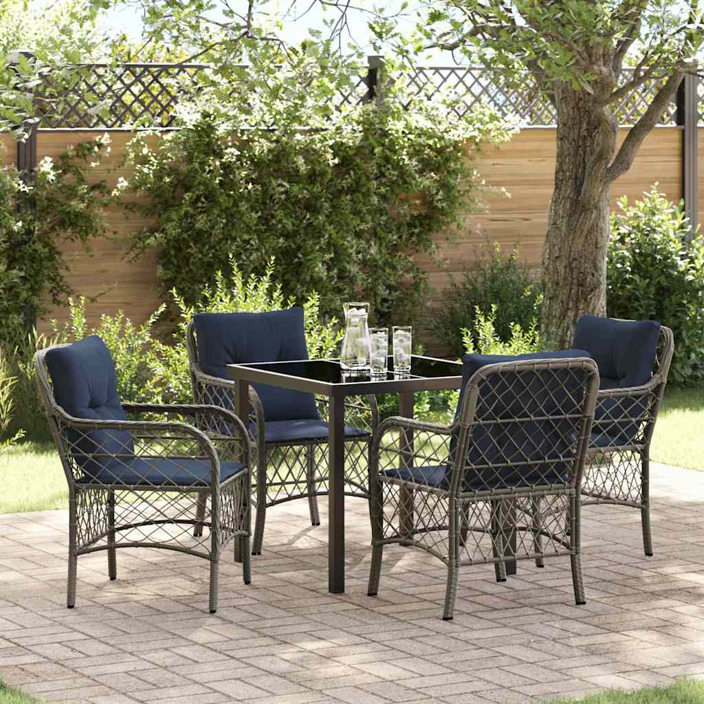 Ensemble de salle à manger pour jardin 5 pcs Gris et Noir Rotin - XIOS