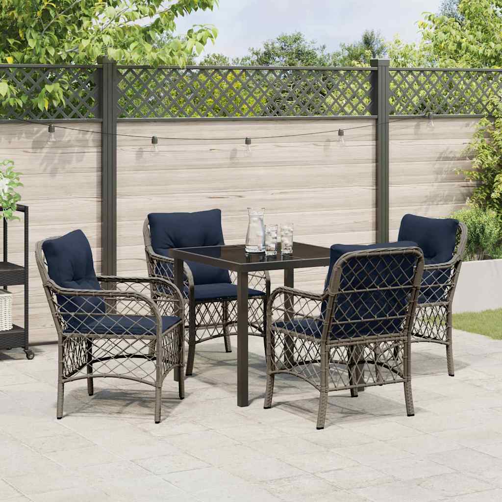 Ensemble de salle à manger pour jardin 5 pcs Gris et Noir Rotin - XIOS