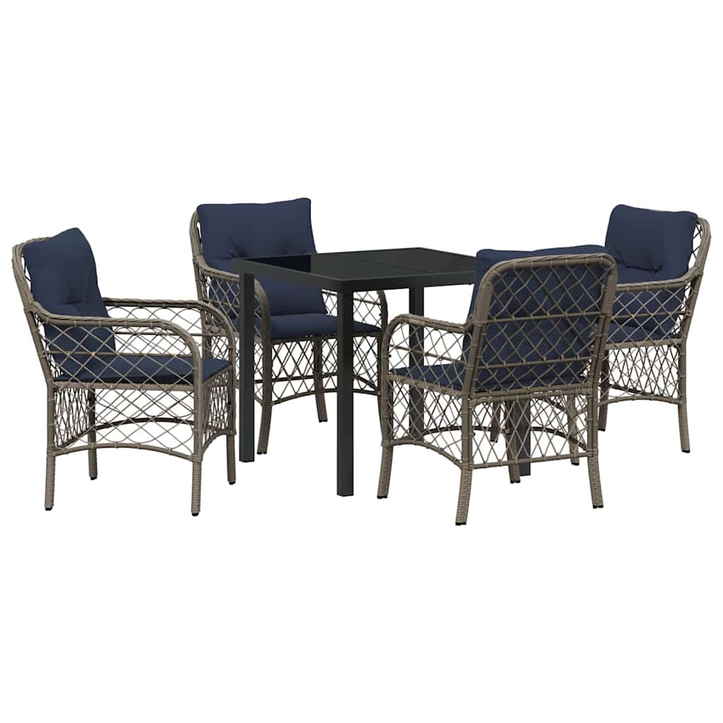Ensemble de salle à manger pour jardin 5 pcs Gris et Noir Rotin - XIOS