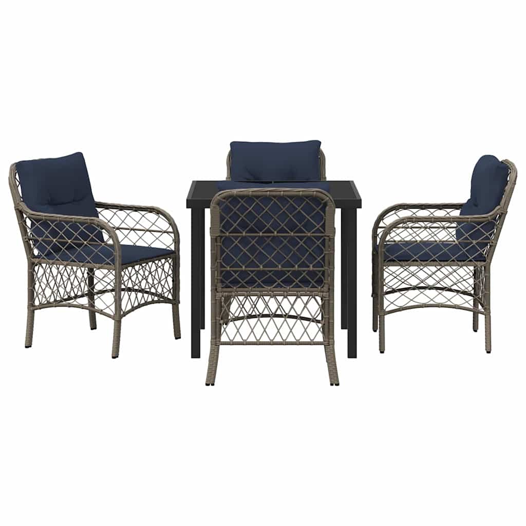 Ensemble de salle à manger pour jardin 5 pcs Gris et Noir Rotin - XIOS