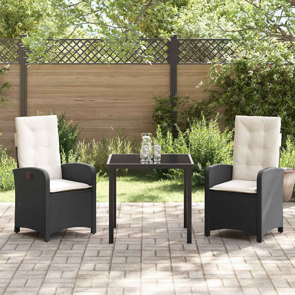 Ensemble de salle à manger pour jardin 3 pcs Noir polyrotin - XIOS