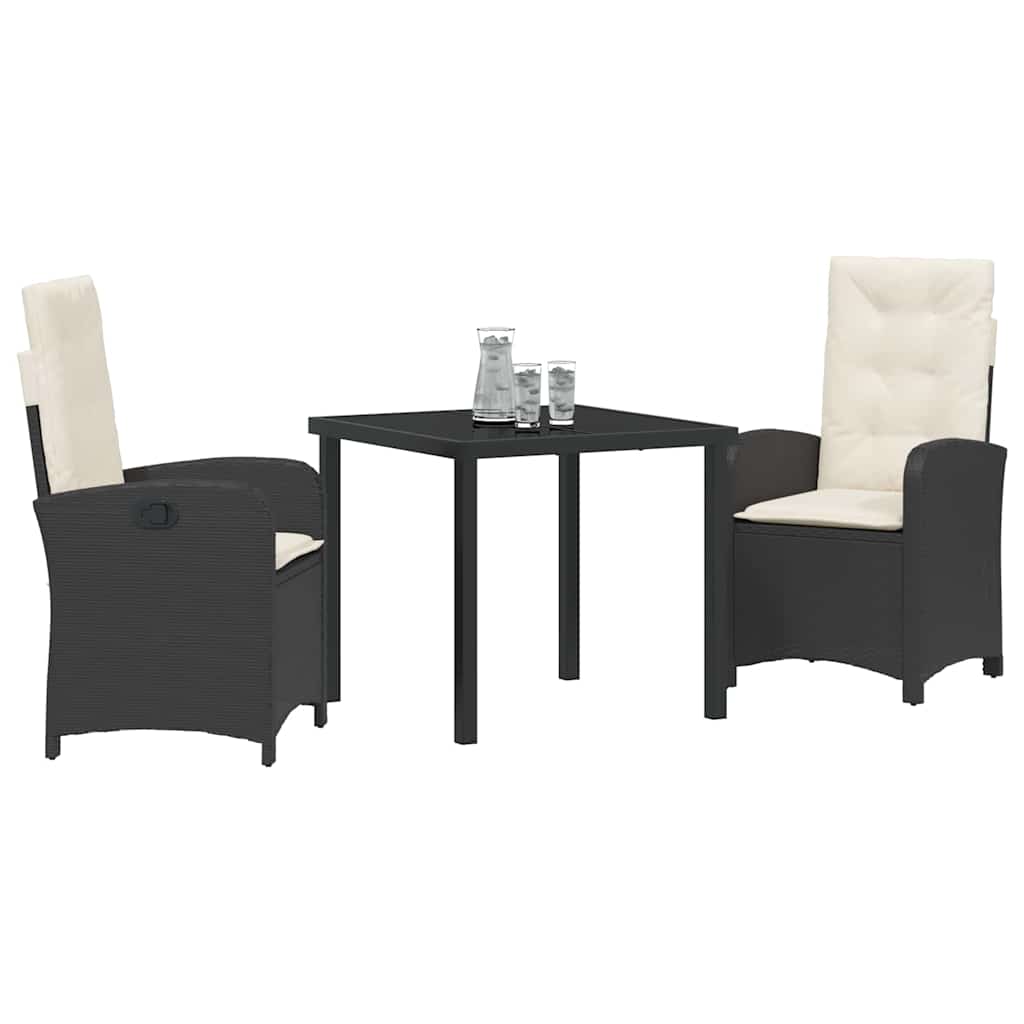 Ensemble de salle à manger pour jardin 3 pcs Noir polyrotin - XIOS