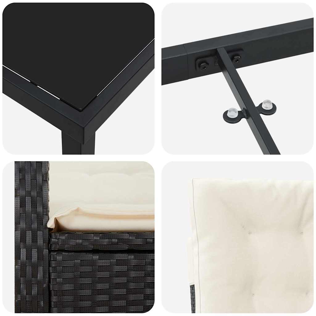 Ensemble de salle à manger pour jardin 5 pcs Noir polyrotin - XIOS