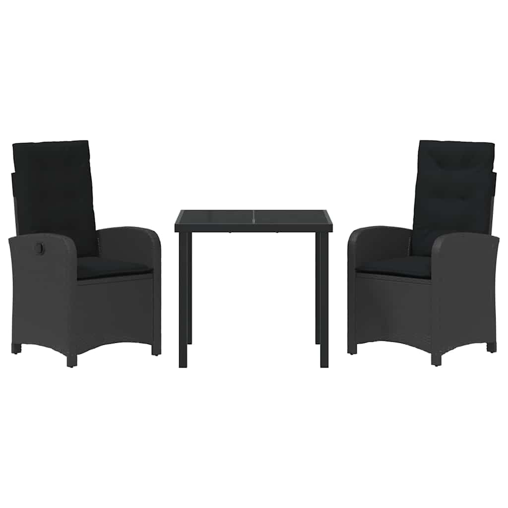 Ensemble de salle à manger pour jardin 3 pcs Noir polyrotin - XIOS