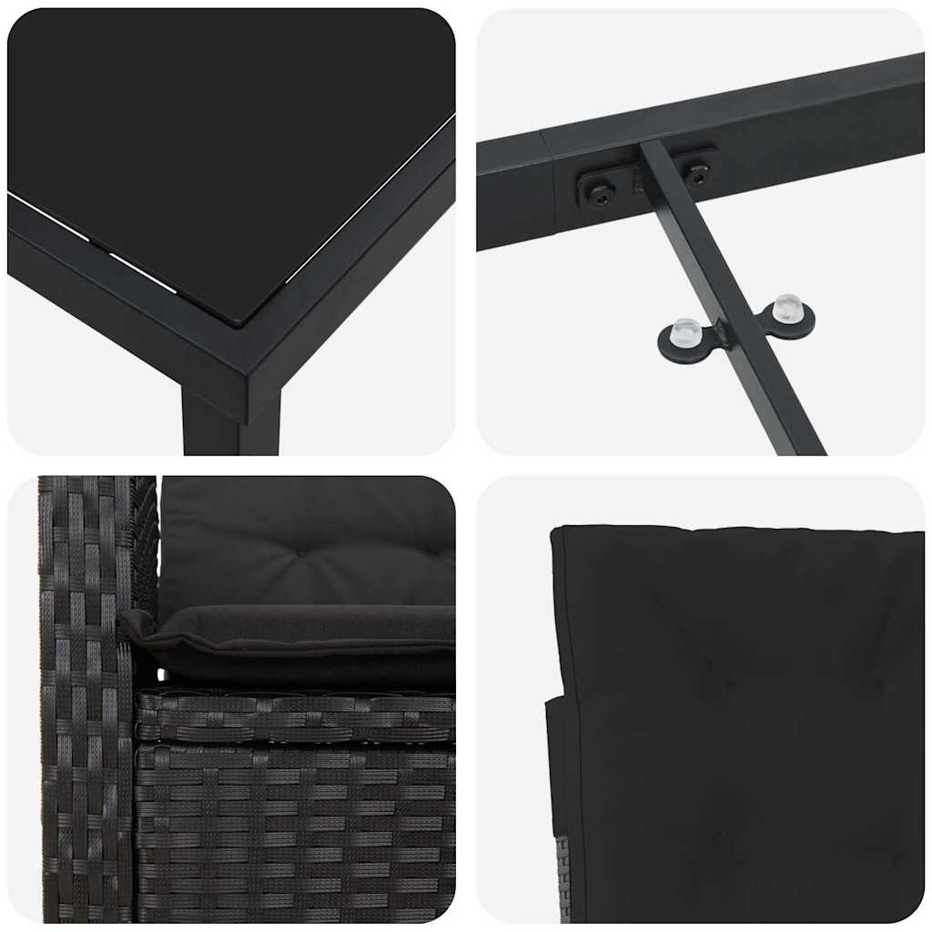 Ensemble de salle à manger pour jardin 5 pcs Noir polyrotin - XIOS