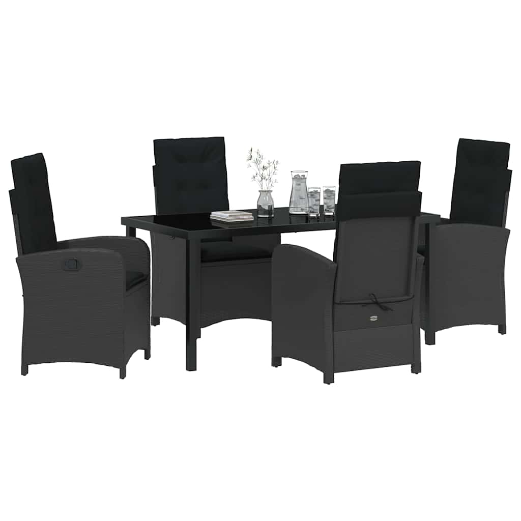 Ensemble de salle à manger pour jardin 5 pcs Noir polyrotin - XIOS