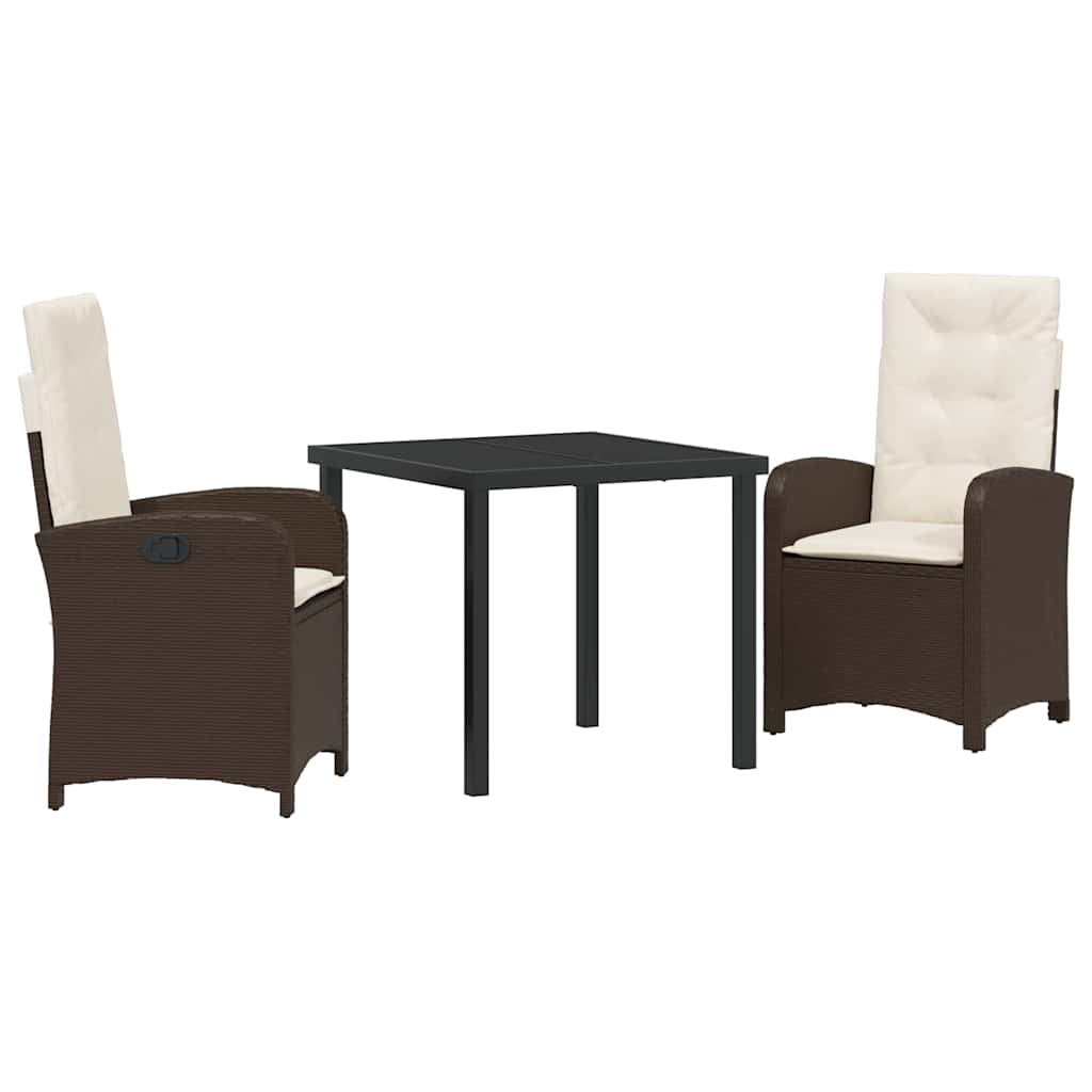 Ensemble de salle à manger pour jardin 3 pcs Marron polyrotin - XIOS