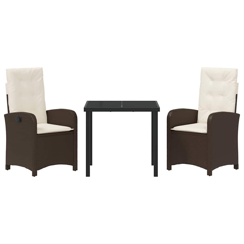 Ensemble de salle à manger pour jardin 3 pcs Marron polyrotin - XIOS