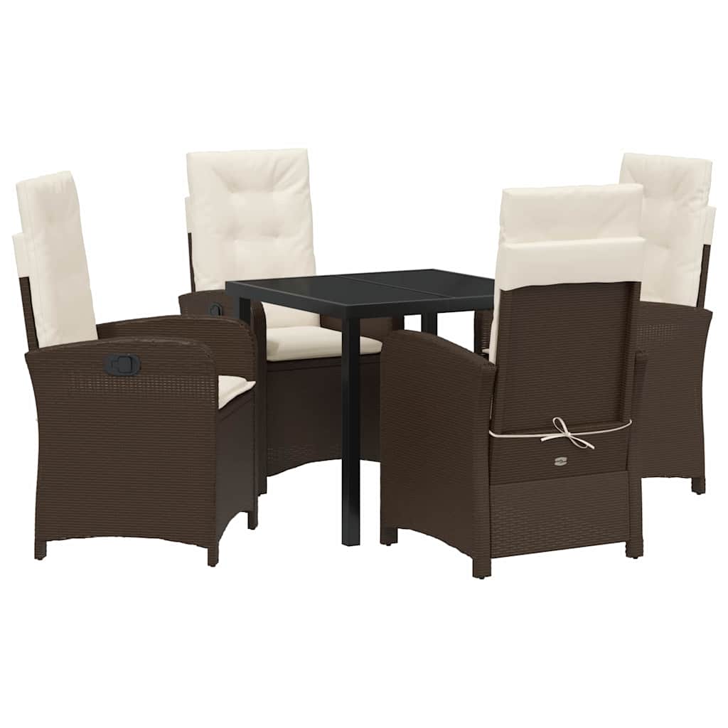 Ensemble de salle à manger pour jardin 5 pcs Marron polyrotin - XIOS