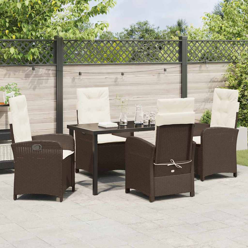 Ensemble de salle à manger pour jardin 5 pcs Marron polyrotin - XIOS