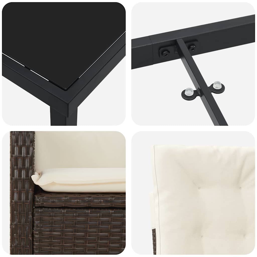 Ensemble de salle à manger pour jardin 5 pcs Marron polyrotin - XIOS