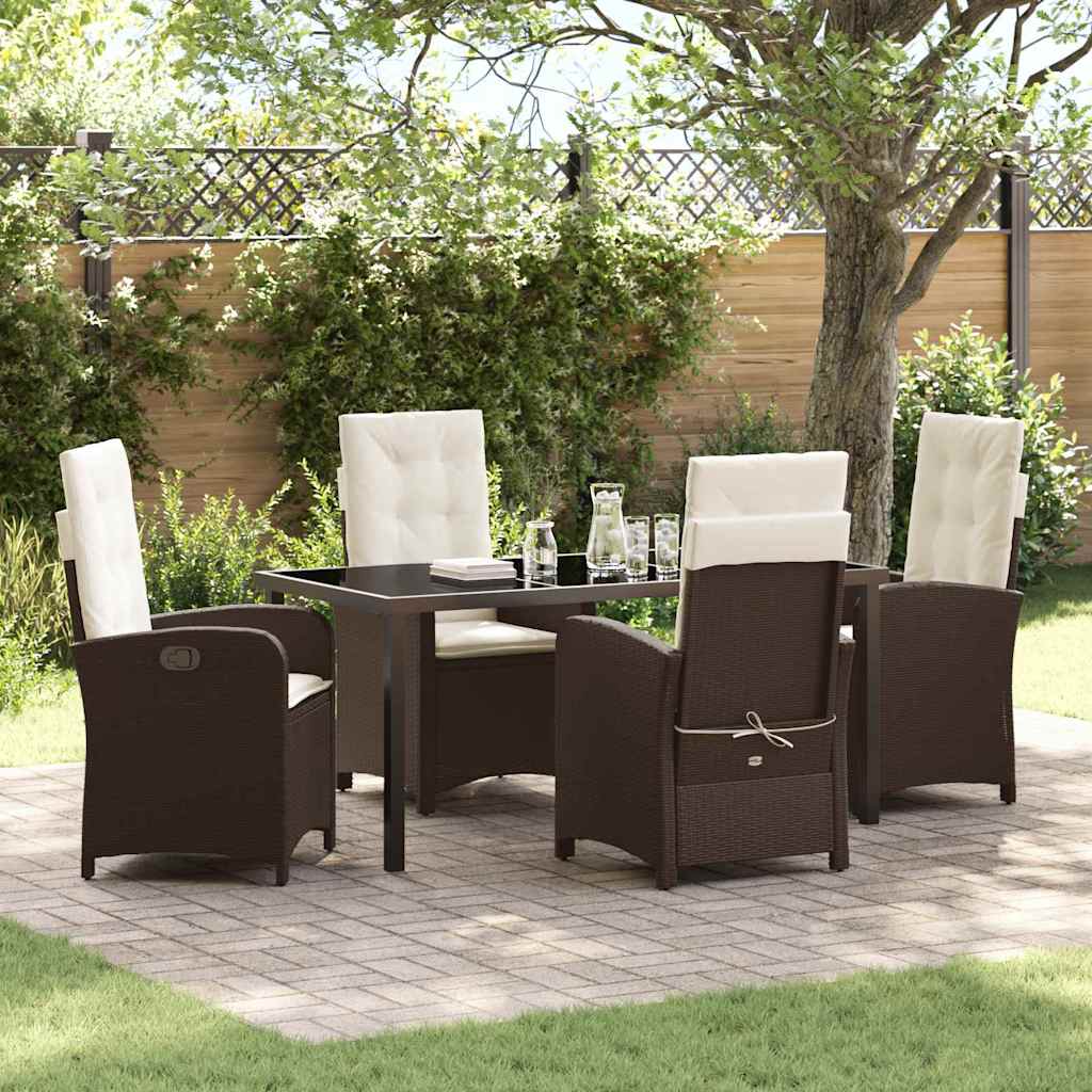 Ensemble de salle à manger pour jardin 5 pcs Marron polyrotin - XIOS