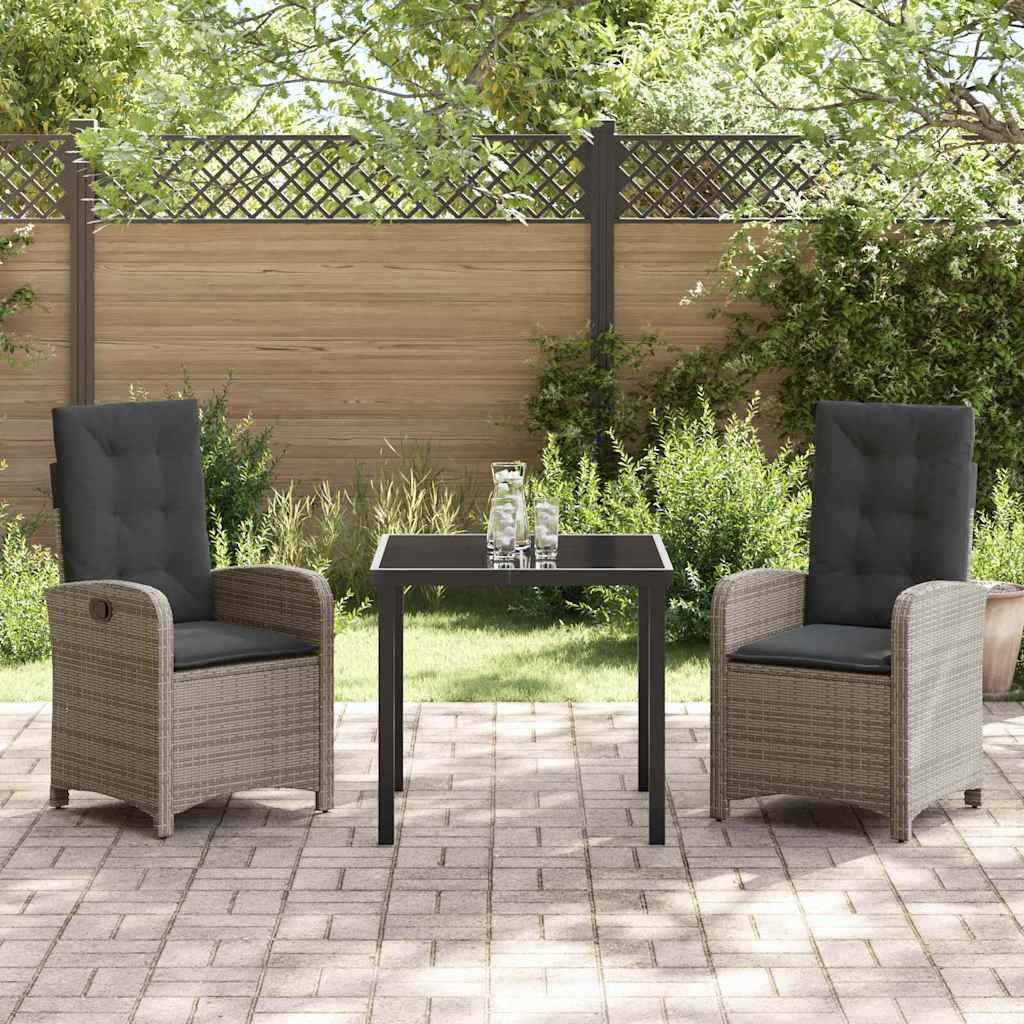 Ensemble de salle à manger pour jardin 3 pcs Gris polyrotin - XIOS